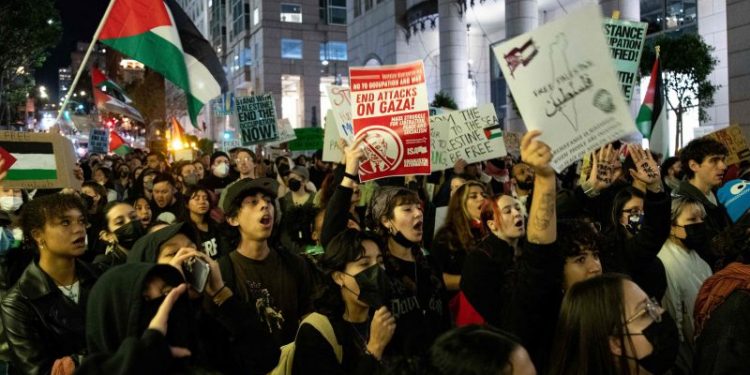 Protesters now chant and challenge Biden over Gaza at every chance