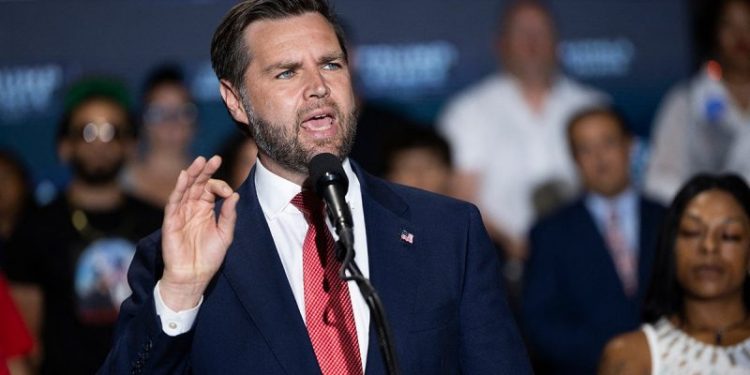 JD Vance campaigns in Philly on Day 1 of the DNC in Chicago