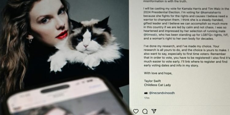 Democrats cheer – and Republicans dismiss – Taylor Swift’s Harris endorsement