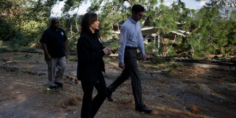 Biden and Harris visit storm-ravaged areas