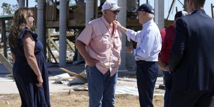 Biden calls for putting ‘politics aside’ in visit to storm-ravaged Florida, Georgia