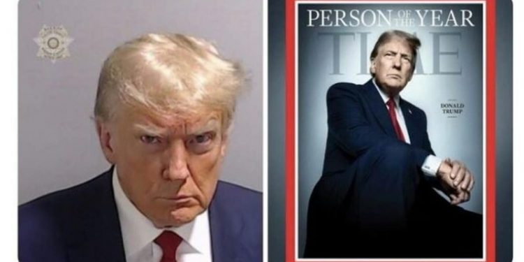 Trump posts ‘how it’s going’ message contrasting Time Person of the Year cover with mugshot
