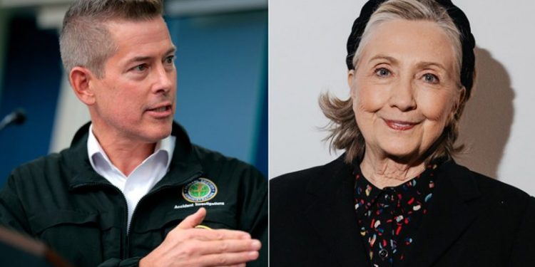 Duffy brings up Clinton while noting SpaceX workers will visit Air Traffic Control System Command Center