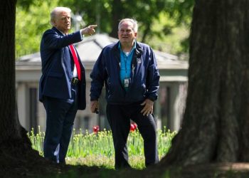 Trump unfurls plans for double 100-foot flagpoles during White House lawn walk