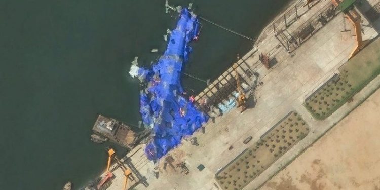 Satellite images reveal North Korea’s mangled naval destroyer after failed launch